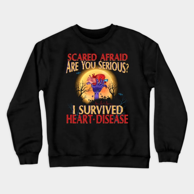 i Survived Heart Disease Funny Halloween Crewneck Sweatshirt by Jandjprints